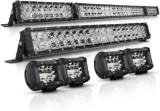 LED Light Bar Kit, Autofeel Flood Spot Beam Combo White LED Light Bars for Jeep Wrangler Ford Truck