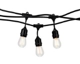 48 FT Weatherproof Outdoor String Lights Warm Bulbs, Commercial Grade Heavy Duty Light String