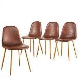 PU Leather Set of 4 Eames Dining Side Chairs Padded Seat