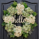 Qunwreath Handmade Floral 18 inch Green Hydrangea Series Wreath for Front Door - $52.99 MSRP