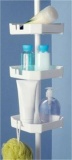 Tension Pole Shower Caddy 3-Tier Shelves With Notches White Bathroom Organizer - $23.13 MSRP