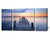 Seascape Art Canvas Print, Wooden Bridge to Sunset Ocean Wall Art Landscapes $38.90 MSRP