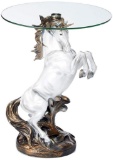 Furniture Creations Fantasy Magical Unicorn Horse Glass Top Accent Table