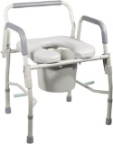 Drive Medical Steel Drop Arm Bedside Commode with Padded Seat and Arms,Grey(11125PSKD-1) $112.45MSRP