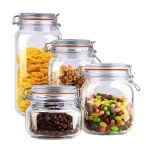 ChefLand Food Storage Canister Glass Jar Set with Hermes Locking Clamp Top Airtight Lid $28.10 MSRP