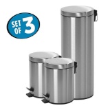 Fortune Candy Round Step Trash Can with Lid, Fingerprints Proof for Kitchen,Stainless Steel