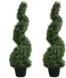 MOMO PLANT 35 Inch Artificial Boxwood Topiary Tree Spiral - $119.99 MSRP