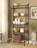 5-tier Black Metal Glass Shelves Kitchen Bakers Rack Wine Bottle - $109.95 MSRP