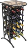 Sorbus WN-TBL18 18 Bottle Wine Stand with Glass Top, Black - $43.97 MSRP