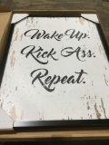 Wake Up Kick Ass Repeat Framed Canvas Art