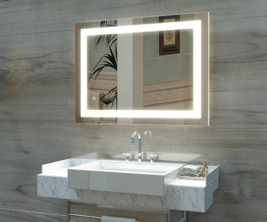 HAUSCHEN LED Lighted Bathroom Wall Mounted Mirror - $284.99 MSRP
