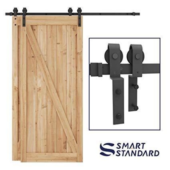 SMARTSTANDARD 6.6ft Bypass Sliding Barn Door Hardware Kit - $129.99 MSRP