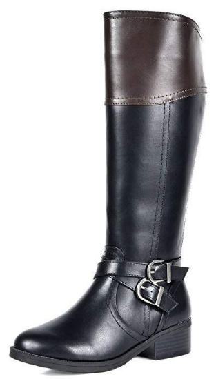 TOETOS Women's Jordan Black Brown Knee High Riding Boots Wide Calf - $39.99 MSRP