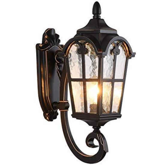 LONEDRUID Led Outdoor Wall Light Fixtures Black Roman Exterior Wall Lantern - $69.99 MSRP