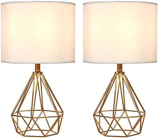 SOTTAE Golden Hollowed Out Base Modern Lamp Bedroom Livingroom Beside Table Lamp - $67.99 MSRP