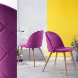 Furniturer Zomba Velvet Dining Chair - Purple / Metal Legs - Set of 2 (0000600006079) - $129.99 MSRP