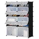 Honey Home Modular Shoe Rack, 12 Cubes Plastic Free Standing DIY Storage Organizer
