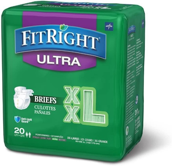 FitRight Ultra Adult Diapers, Disposable Incontinence Briefs with Tabs,Heavy Absorbency $66.99 MSRP