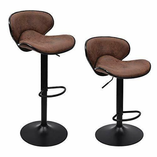 Waytrim Adjustable Bar Stools (Set Of 2) Modern Swivel Stools Chairs (Brown)
