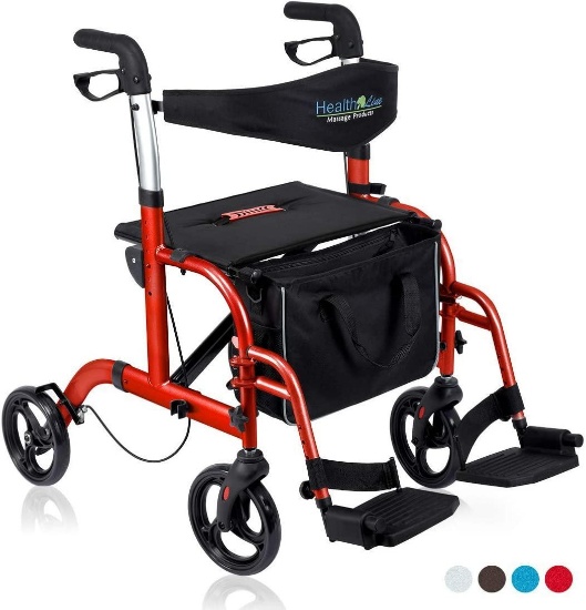 Health Line Massage Products 2 in 1 Rollator-Transport Chair w/Paded Seatrest $165.99 MSRP