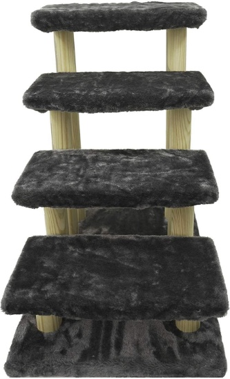 Cowboy Wooden pet Stairs 4-Step pet Ladder cat Dog Easy Stairs with Detachable Carpet