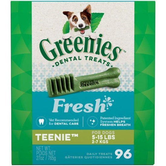 Greenies Fresh Teenie Dental Dog Treats, 27 oz. Pack (96 Treats)