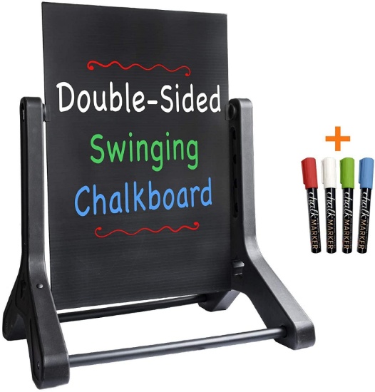 Excello Global Products Swinging Chalkboard Message Sidewalk Sign: 24" x 36" Black Sign Board