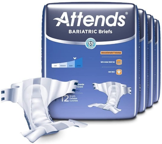 Attends Bariatric Briefs with Advanced DermaDry Technology for Adult Incontinence Care $17.92 MSRP