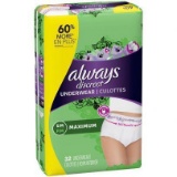 Always Discreet, Incontinence Underwear for Women, Maximum Classic Cut, Small/Medium, 32 Count