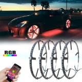 AddSafety 4PCS 15.5inch RGB LED Wheel Ring Light Kit Bluetooth Control w/Turn Signal