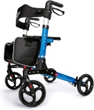 OasisSpace Ultra Folding Rollator Walker with Wide Seat 8 inches (Blue) - $119.99 MSRP