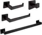 Premium Stainless Steel Bathroom Hardware Holder Set Black 4 Pieces