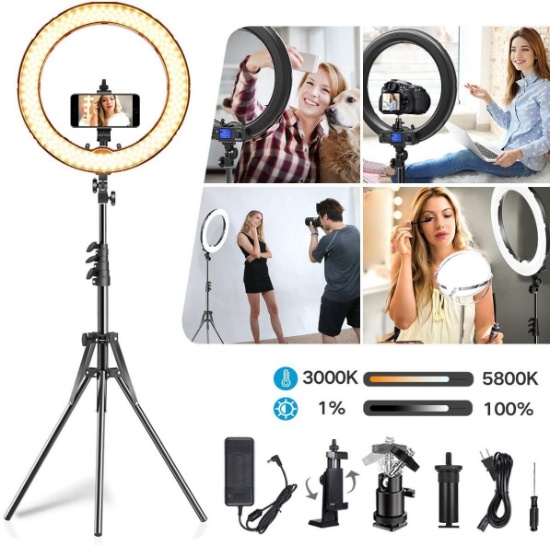 Ivisii Ring Light Circle Light with LCD Display Adjustable Color Temperature YouTube Makeup