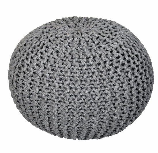 RAJRANG BRINGING RAJASTHAN TO YOU Ottoman Hand Knitted Pouf Cotton Round Floor Footstool