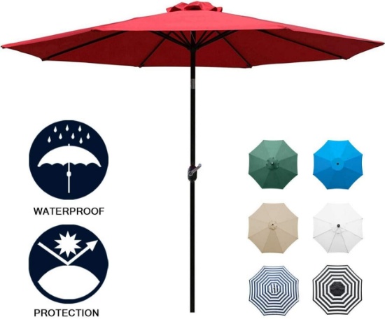 Sunnyglade 9' Patio Umbrella Outdoor Table Umbrella with 8 Sturdy Ribs (Red) $46.99 MSRP
