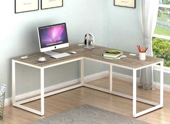 Simple Houseware Triangle-Leg L-Shaped Home Office Computer Desk