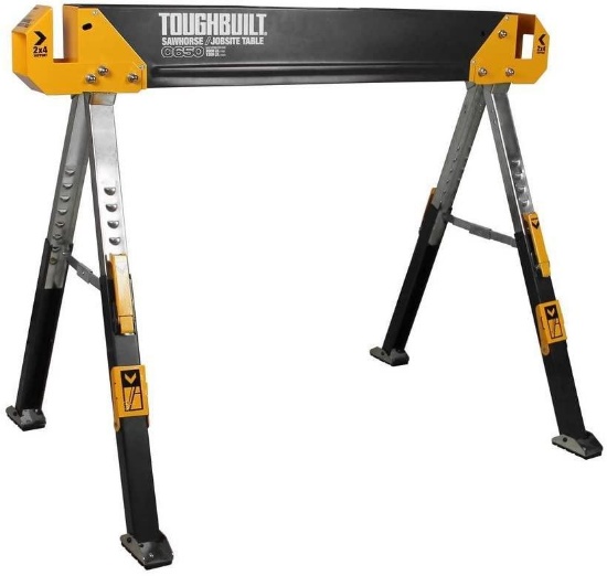 ToughBuilt - Folding Sawhorse/Jobsite Table - Sturdy, Durable, Lightweight, Heavy-Duty, 100% High
