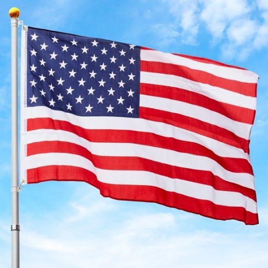 Supole 25ft Telecopic Alum Flag Pole KitFree US Americal Flag