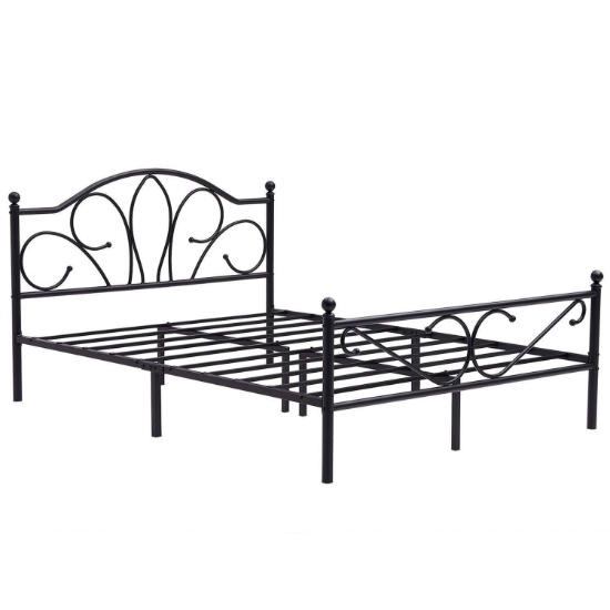 GreenForest Full Bed Frame with Headboard Metal Platform Bed No Box Spring Needed