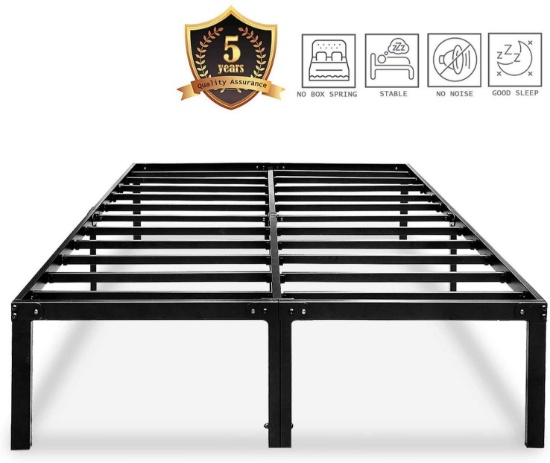 HAAGEEP King Platform Bed Frame with Storage 14 Inch Metal Beds Frames No Box Spring Needed