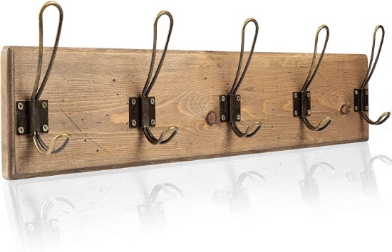 (1)Rustic Wooden Wall Mounted Coat Rack, (2)Herron...2 Tier Shoe Storage Organizer