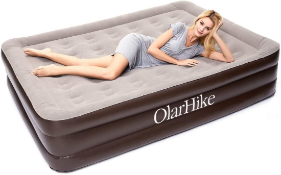 OlarHike Queen Size Double High Air Mattress with Electric Air Bed Pump