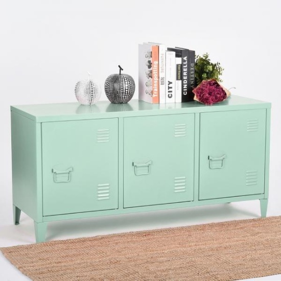 FurnitureR Storage Cabinet 3-Door Metal File Locker - Green