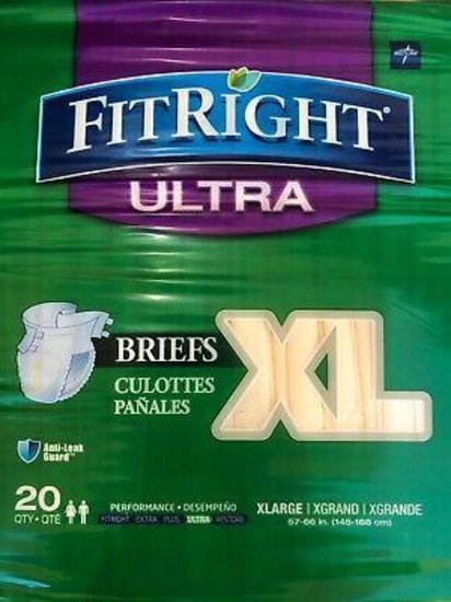 FitRight Extra Briefs Underwear 20 Pack XL Adult