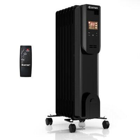 1500 Watt Electric Oil Filled Radiator Heater LCD 7-Fin Timer with Remote Control