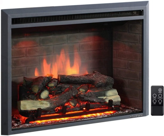 PuraFlame 33 Inches Western Electric Fireplace Insert with Fire Crackling Sound - $349.99 MSRP
