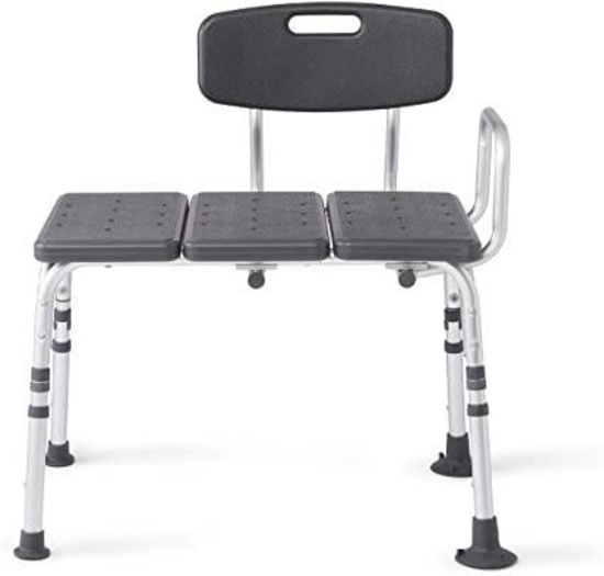 Medline Knockdown Transfer Bath Bench with Back, Microban Antimicrobial Protection