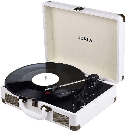 Record Player, JORLAI Vintage Turntable 3-Speed Vinyl Record Player with Speakers $69.99 MSRP