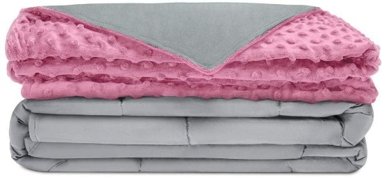 Quility Premium Adult Weighted Blanket and Removable Cover - 20 lbs - 60"x80", Grey/Pink