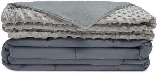 Quility Premium Adult Weighted Blanket and Removable Cover (Grey/Grey Color)